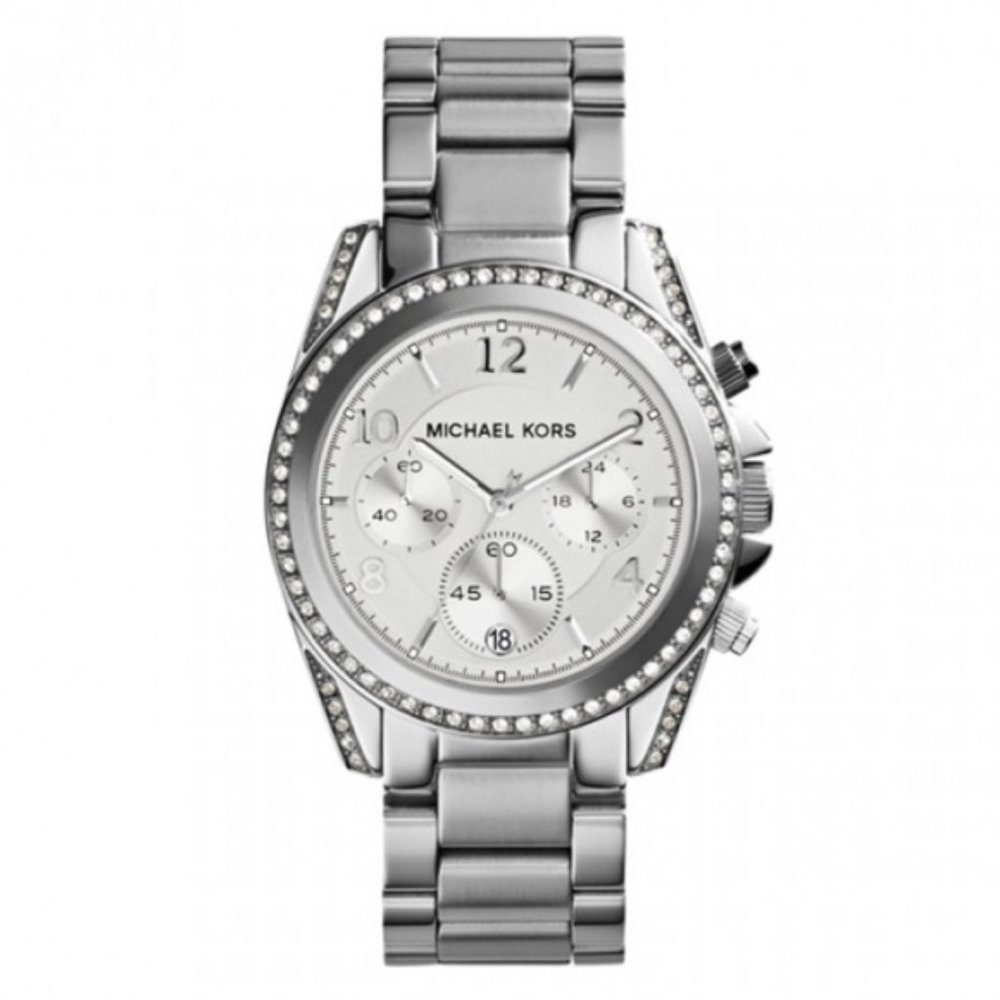 MK Blair Silver Chronograph Watch